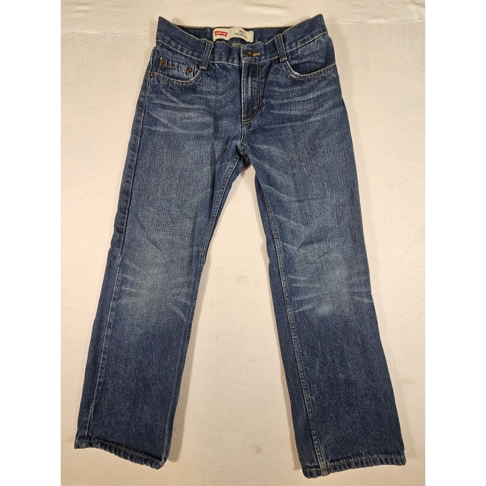 Levis‎ 505 Straight Leg Boys Jeans Dark Wash Blue Size 14 W27 L27